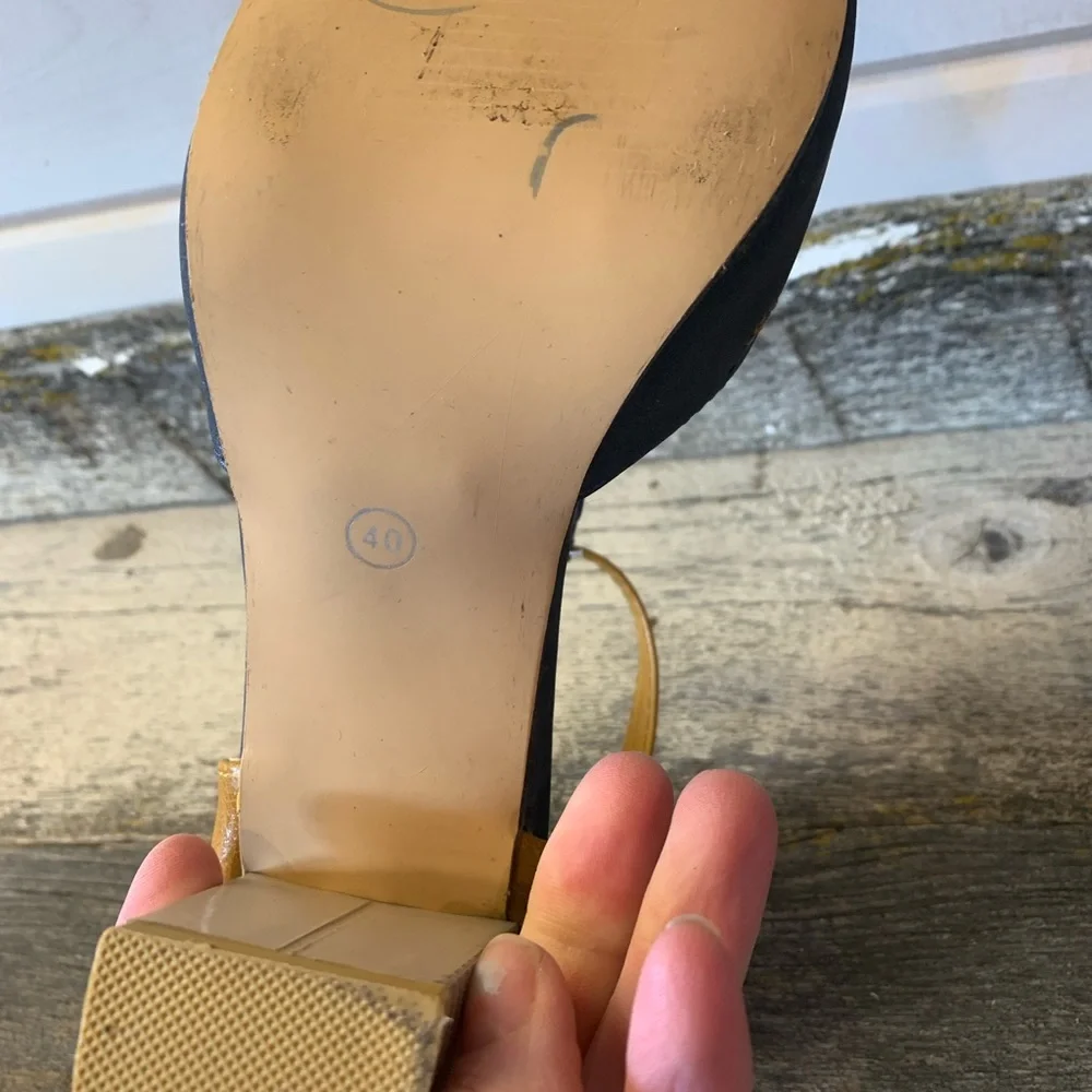 Navy & Tan Heeled Sandals - Picture 6 of 7